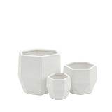 White Geometric Pot