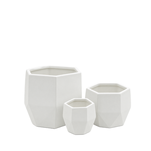 White Geometric Pot