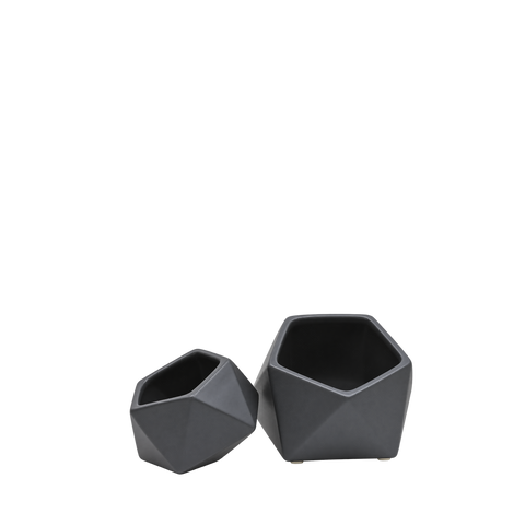 Black Tilted Geometric Pot