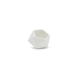 White Tilted Geometric Pot