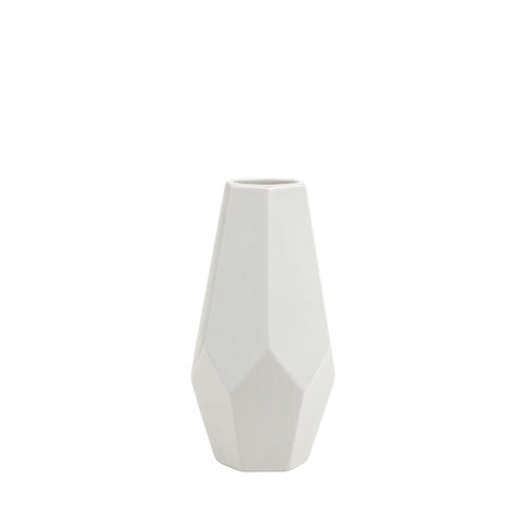 Tall White Geometric Vase