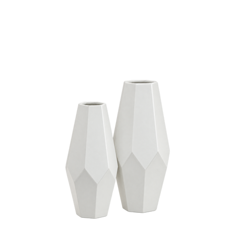 Tall White Geometric Vase