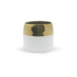 White Ceramic Pot with Gold Rim