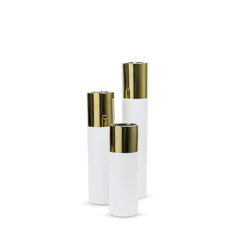 Gold Topped White Ceramic Cylinder 12"H-20"H