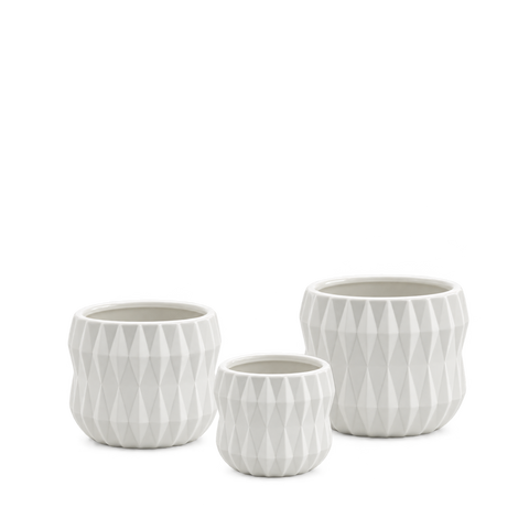 Unique White Ceramic Pot 4"H - 6"H