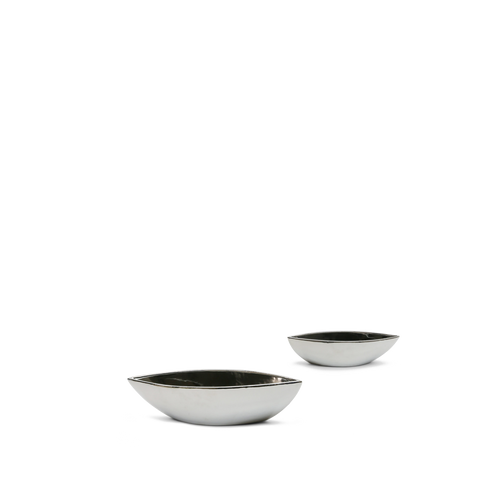 Ceramic Boat Vase in Silver