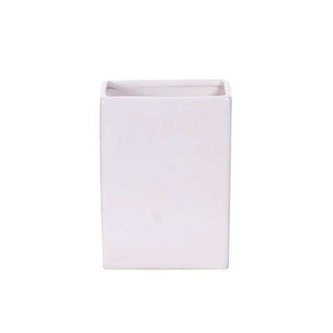 Rectangular Matte White Pottery Vase
