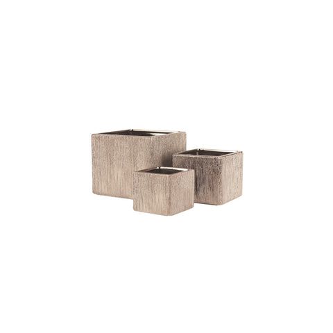 Etched Metallic Cube Planter- Copper
